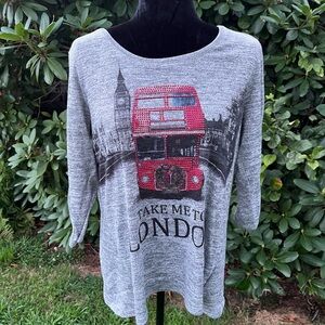 Style & Co. Gray London Bus Long Sleeve Tee